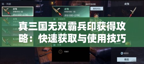 真三国无双霸兵印获得攻略：快速获取与使用技巧