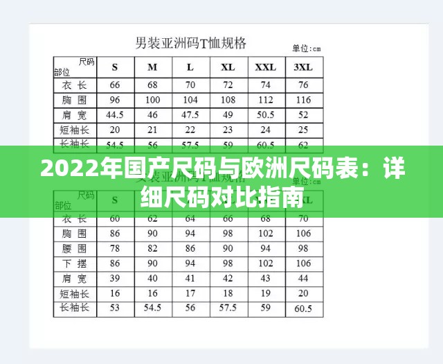 2022年国产尺码与欧洲尺码表：详细尺码对比指南