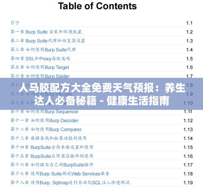 人马胶配方大全免费天气预报：养生达人必备秘籍 - 健康生活指南