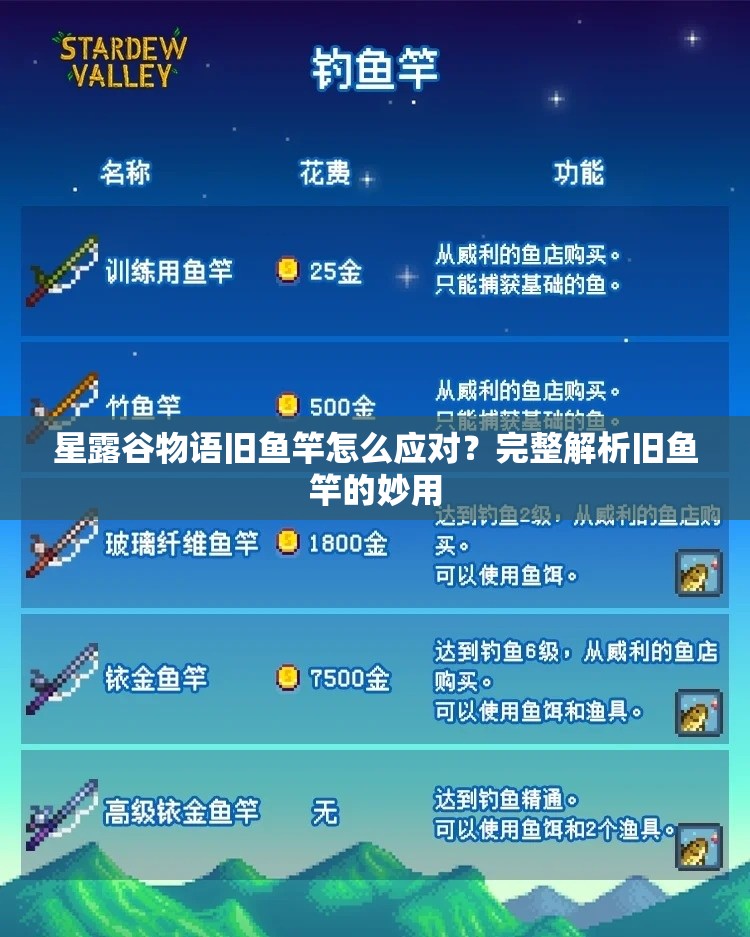 星露谷物语旧鱼竿怎么应对？完整解析旧鱼竿的妙用